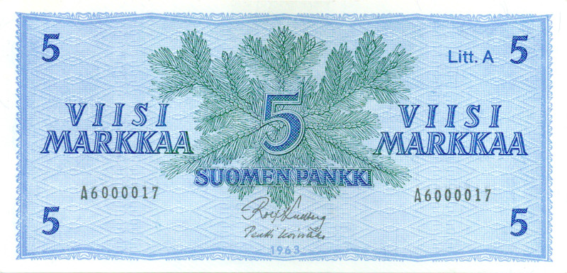 5 Markkaa 1963 Litt.A A6000017